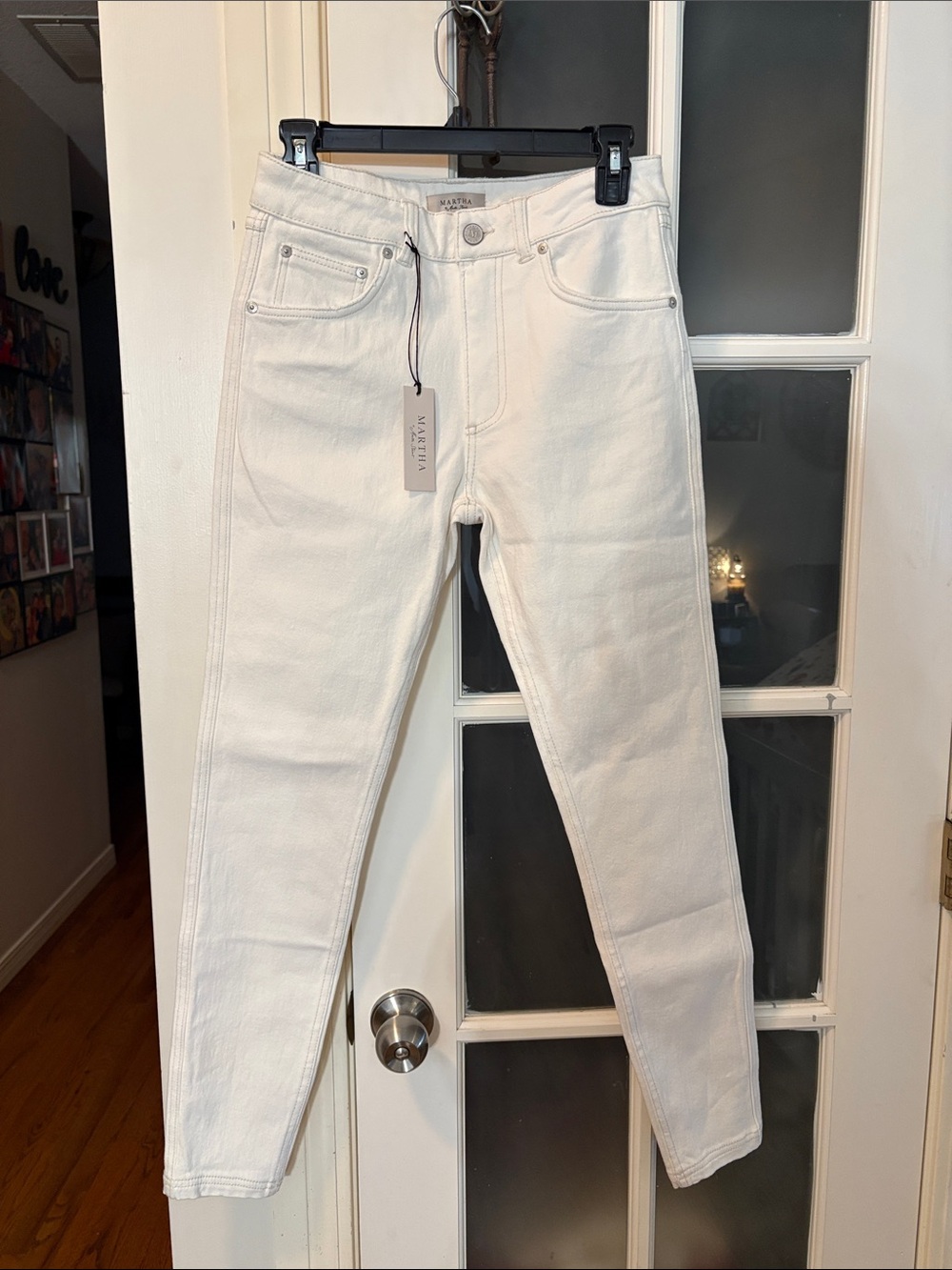 Martha Stewart Off-White High-Rise Slim Jeans